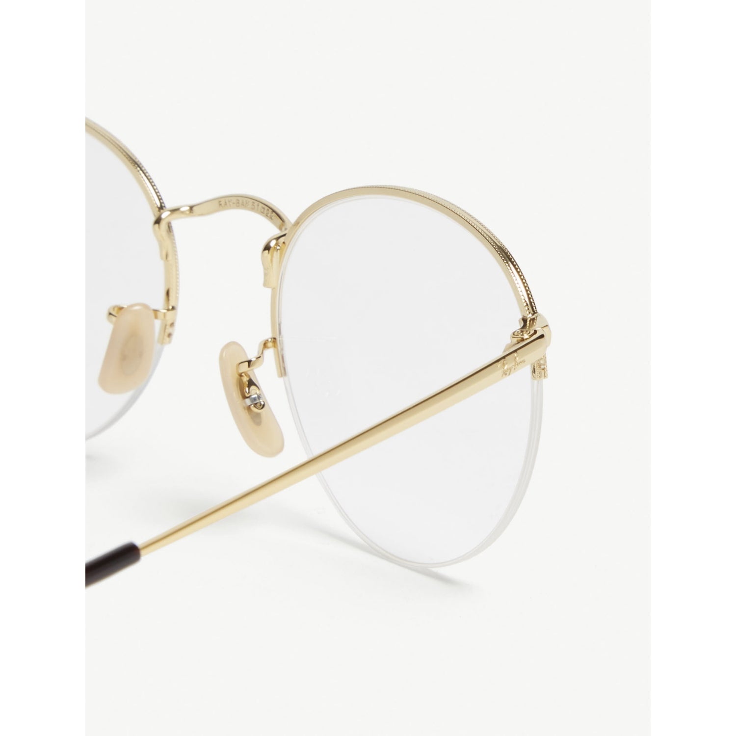 Ray-Ban Phantos metal half-frame glasses with clear lenses (British brand)
