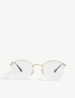 Ray-Ban Phantos metal half-frame glasses with clear lenses (British brand)