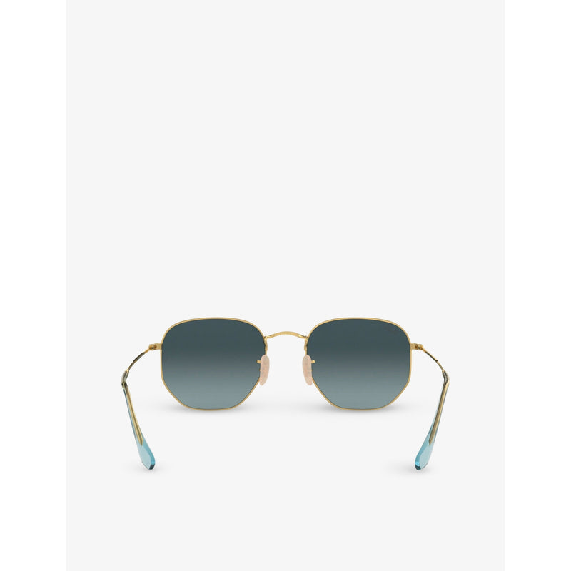 Ray-Ban RB3548N gold-tone hexagonal sunglasses 48mm, imported from the UK