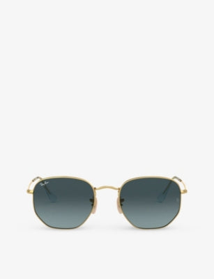 Ray-Ban RB3548N gold-tone hexagonal sunglasses 48mm, imported from the UK