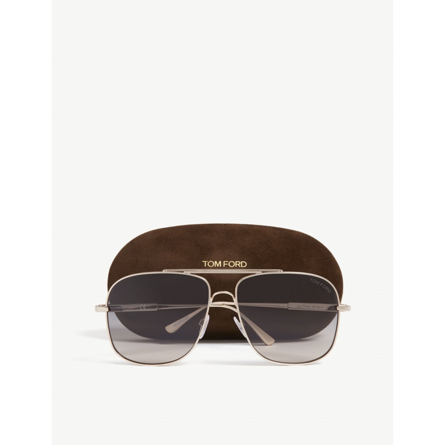 Tom Ford pilot sunglasses with gold frame and gradient lenses (British brand)