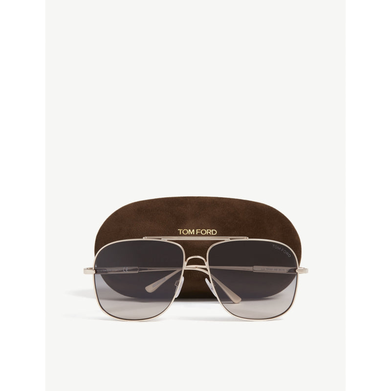 Tom Ford pilot sunglasses with gold frame and gradient lenses (British brand)