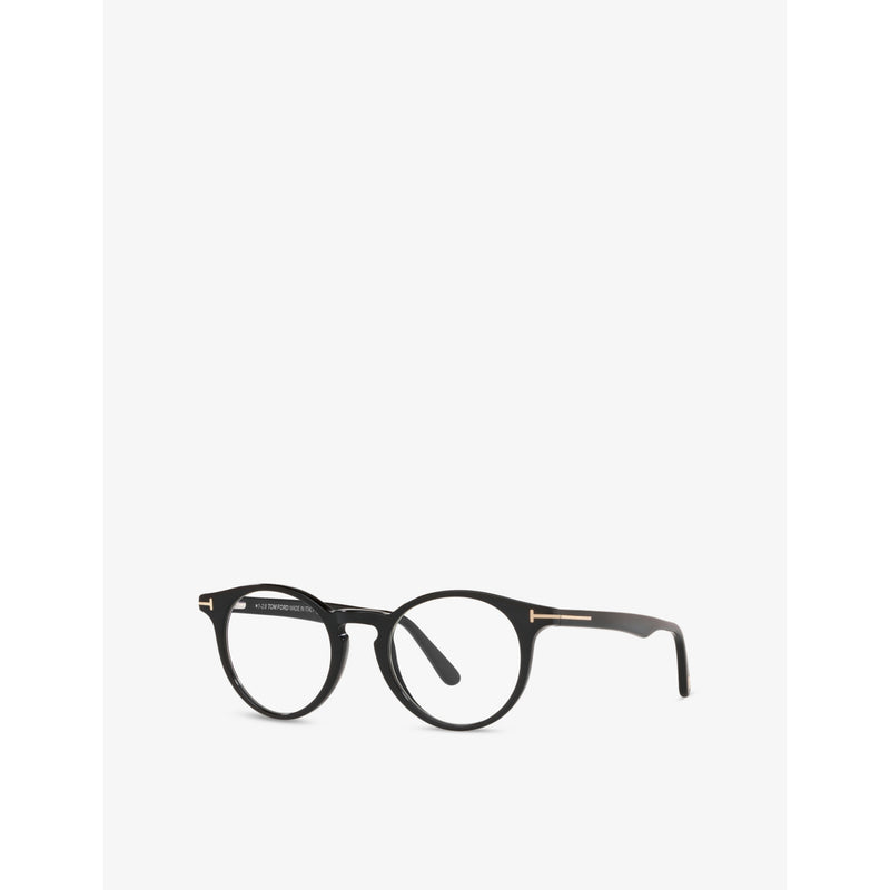 Tom Ford FT5557-B round acetate optical glasses with clear lenses (British brand)