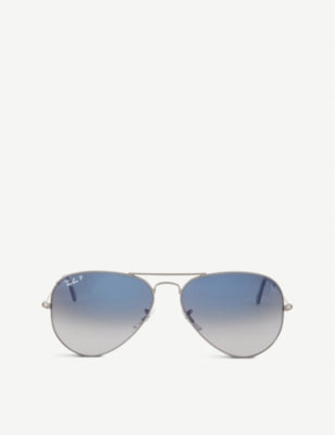 Ray-Ban aviator sunglasses gunmetal gradient blue 58mm (British brand)
