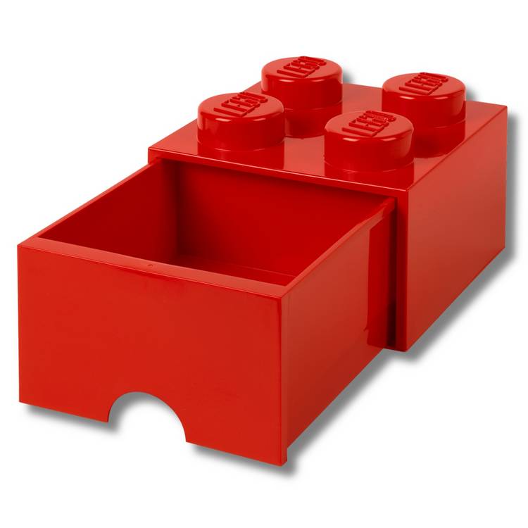 LEGO red brick drawer with four knobs, UK version