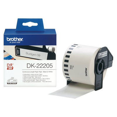 Argos Brother DK-22205 Continuous Length Label Tape Black on White- Buy online at McGrocer