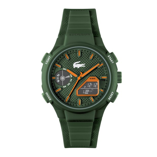 Lacoste green silicone strap digital watch, UK version