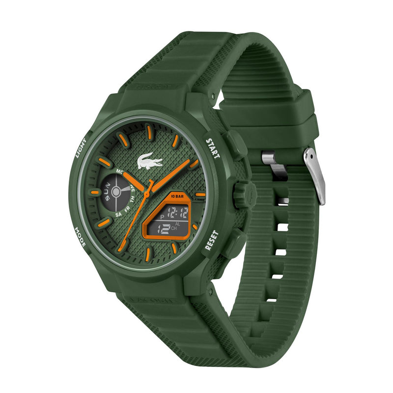Lacoste green silicone strap digital watch, UK version