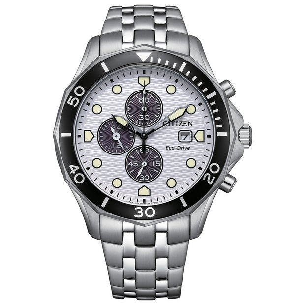 Citizen white dial chronograph watch 44mm, UK version