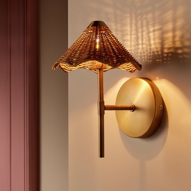 Habitat Norah rattan wall light natural, UK version