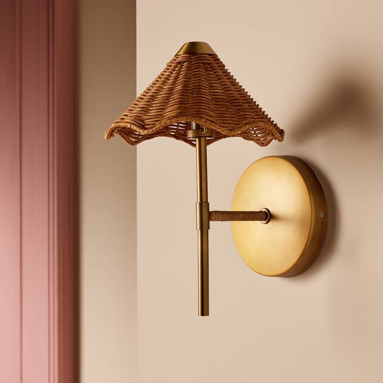 Habitat Norah rattan wall light natural, UK version