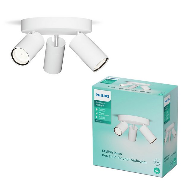 Philips Idris white 3-light plate spotlight (British brand)