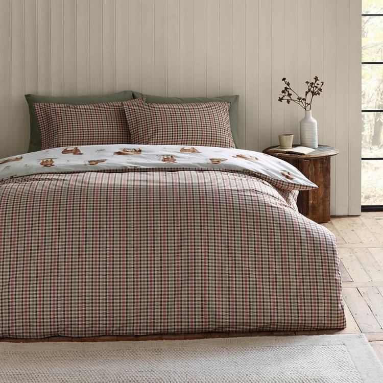 Catherine Lansfield Highland Cow reversible bedding set single, imported from the UK