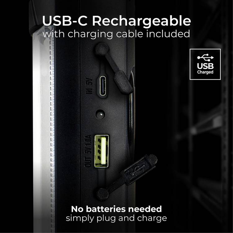 Luceco LED rechargeable torch with power bank, imported from the UK