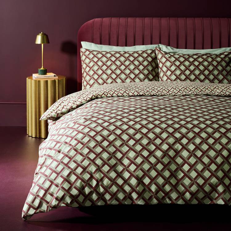 Habitat mint geometric print bedding set single (British brand)