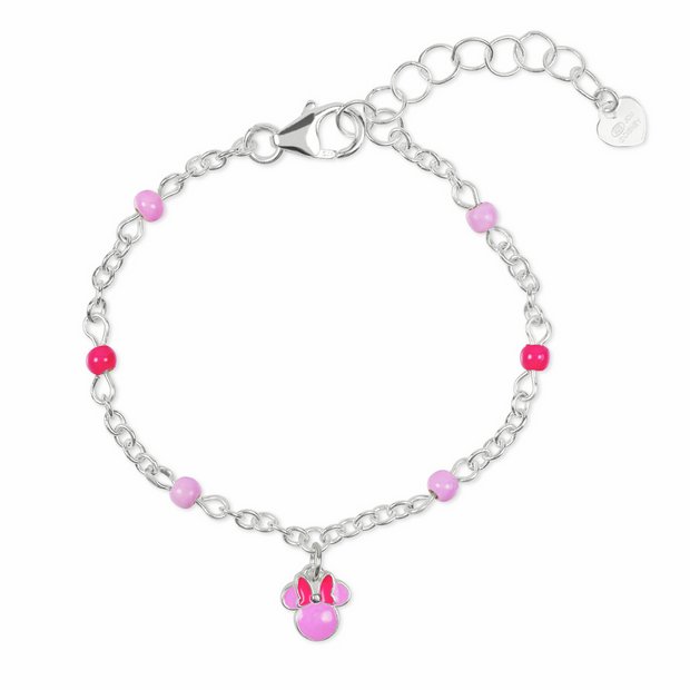 Disney Minnie Mouse pink charm bracelet sterling silver, imported from the UK