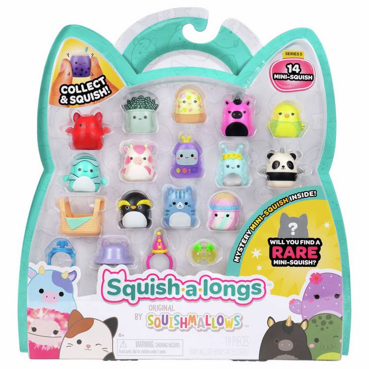 Squish-a-longs 14 pack collectible mini figures, imported from the UK