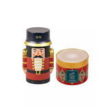 Christmas Market soldier biscuit tin and toffee-filled tin (British brand)