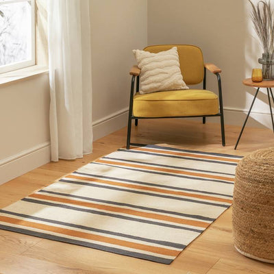 Argos Habitat Stripe Charcoal Flatweave Rug - 120x170cm- Buy online at McGrocer