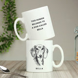 Personalised dog breed mug with name and message 325ml, UK version