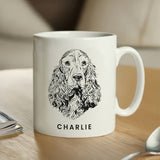 Personalised dog breed mug with name and message 325ml, UK version