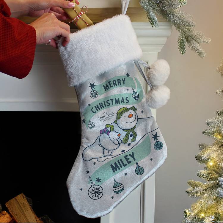Personalised snowman Christmas stocking 50cm, imported from the UK