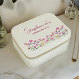 Personalised floral travel jewellery box faux leather, UK version