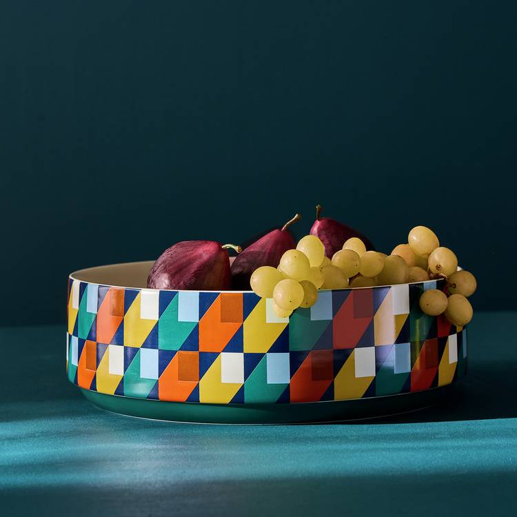 Habitat Geo Cube stoneware serving bowl 29.8cm diameter - British product