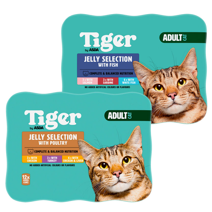 ASDA Tiger Fish Selection  & Meat Favourites Cat Food Tins x24 Bundle