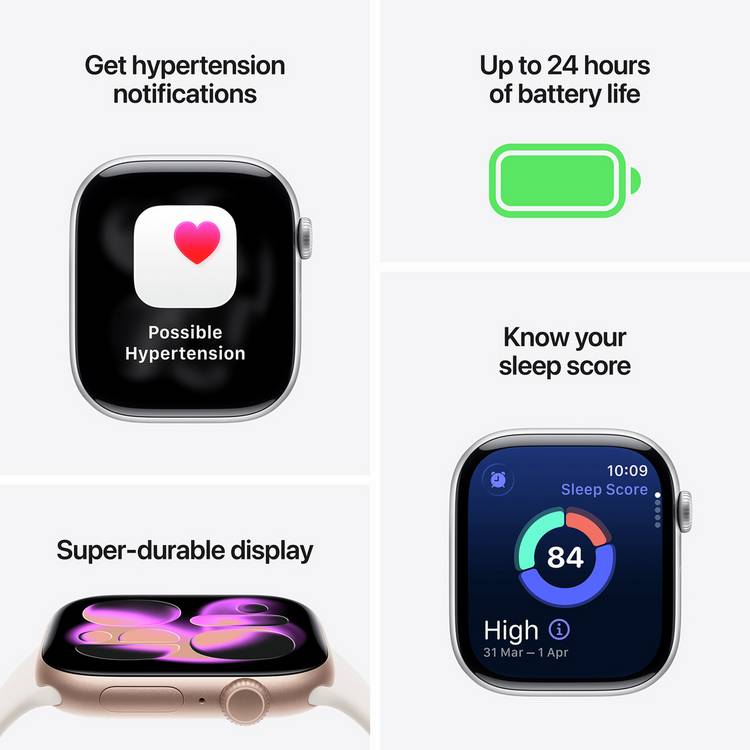 Apple Watch Series 11 GPS 42mm Black Sport Band (British brand)
