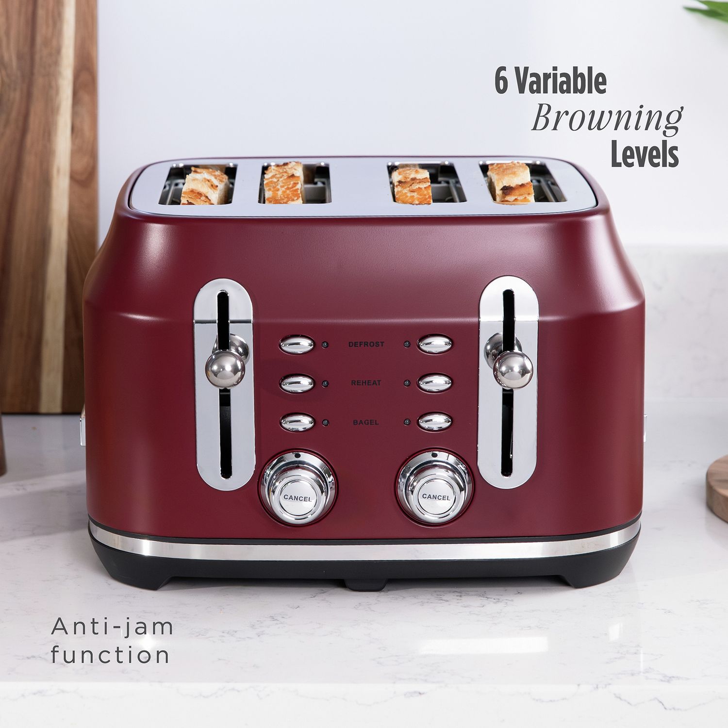 Rangemaster Classic 4 slice toaster burgundy kitchen appliance - British product