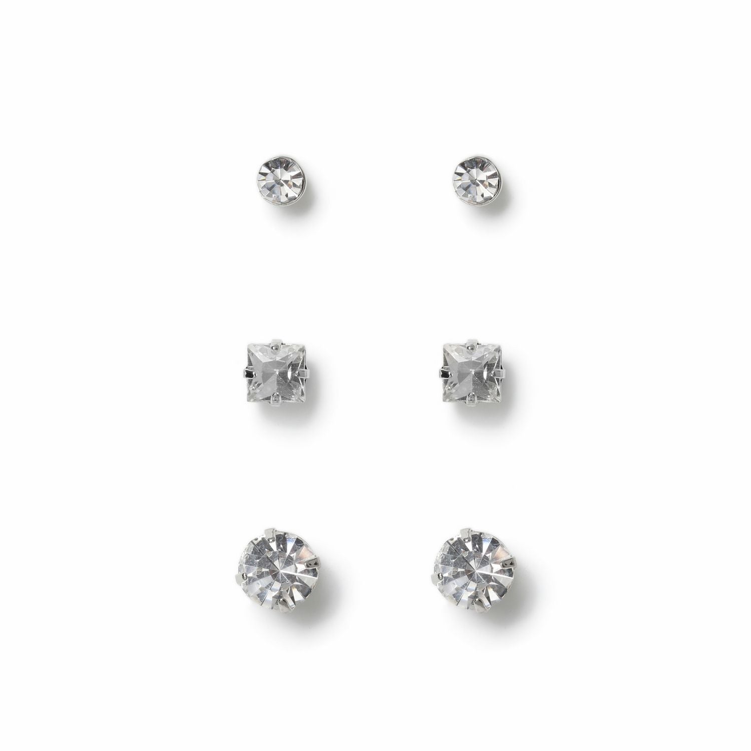 Uncommon Souls crystal stud earrings pack of 3 (British brand)