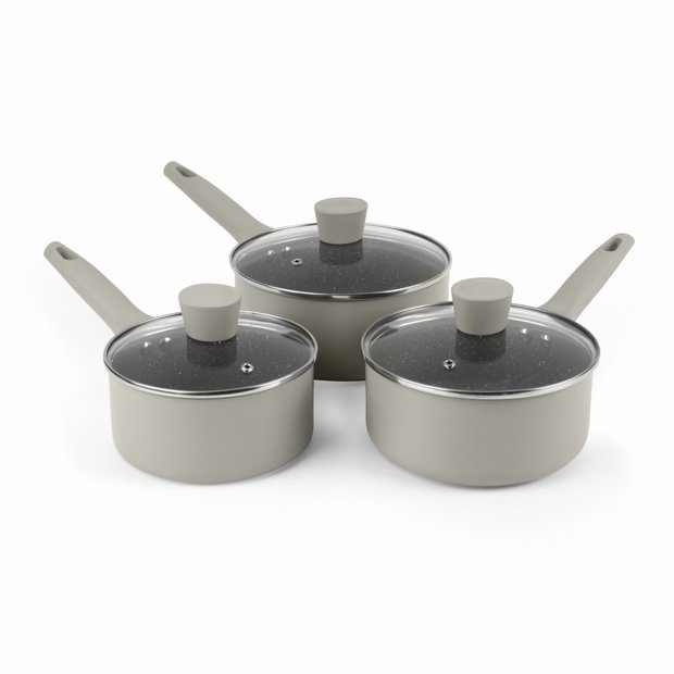Russell Hobbs 3-piece PFAS-free aluminium saucepan set grey - British product