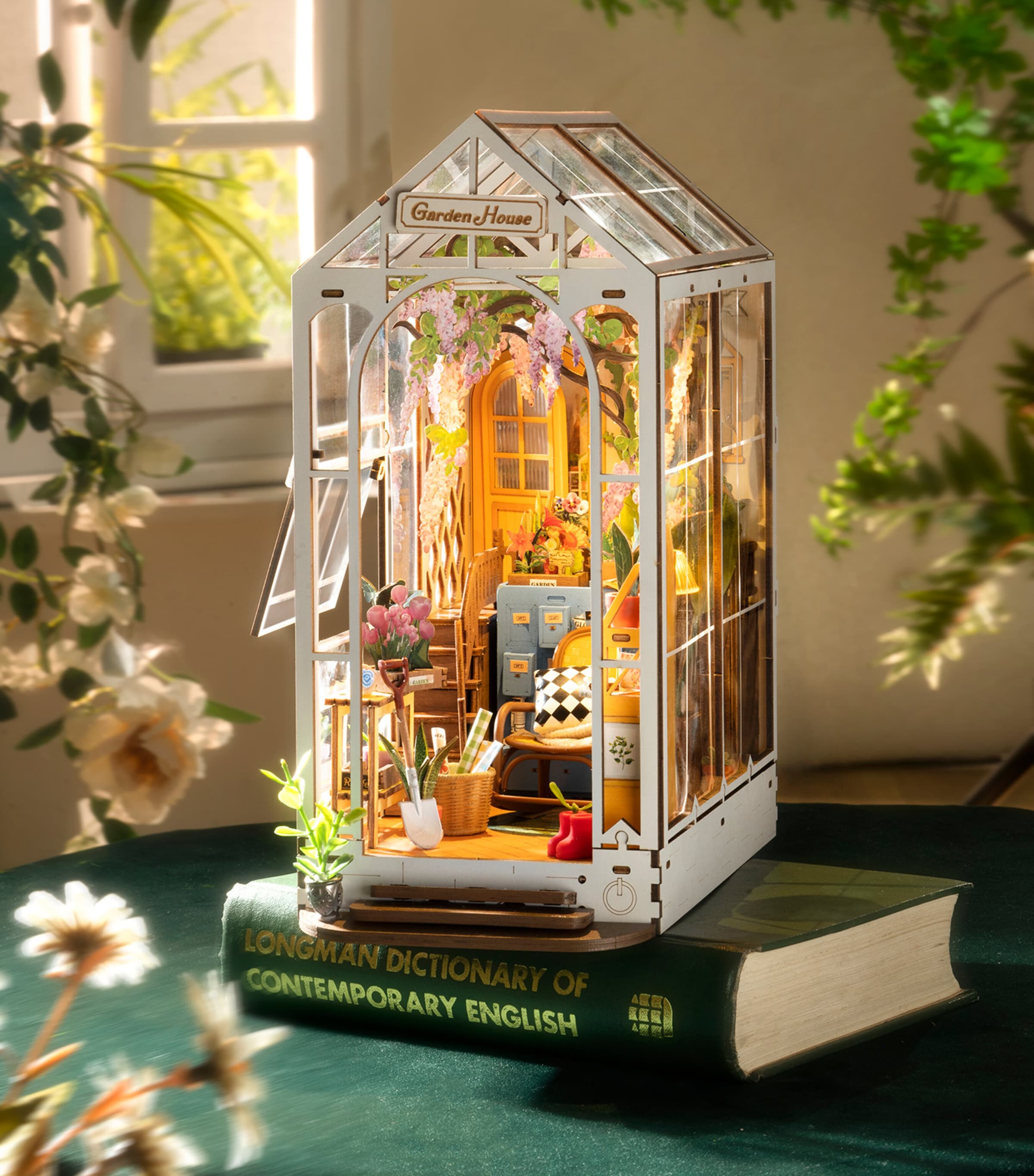 Robotime Wooden Flower House Booknook kit, imported from the UK