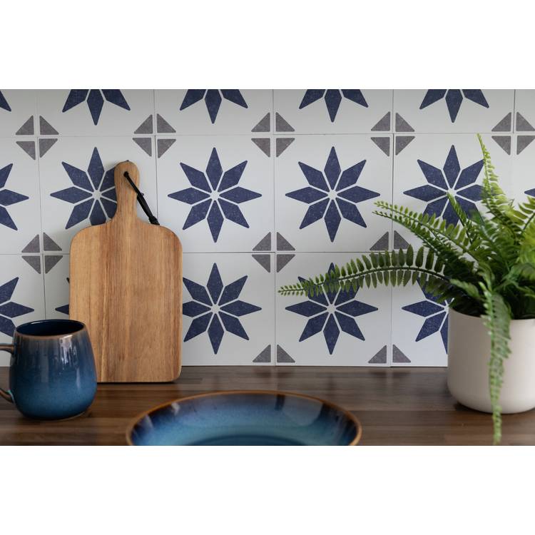 DC Fix Alia Blue self-adhesive wall tiles 150x150mm (British brand)