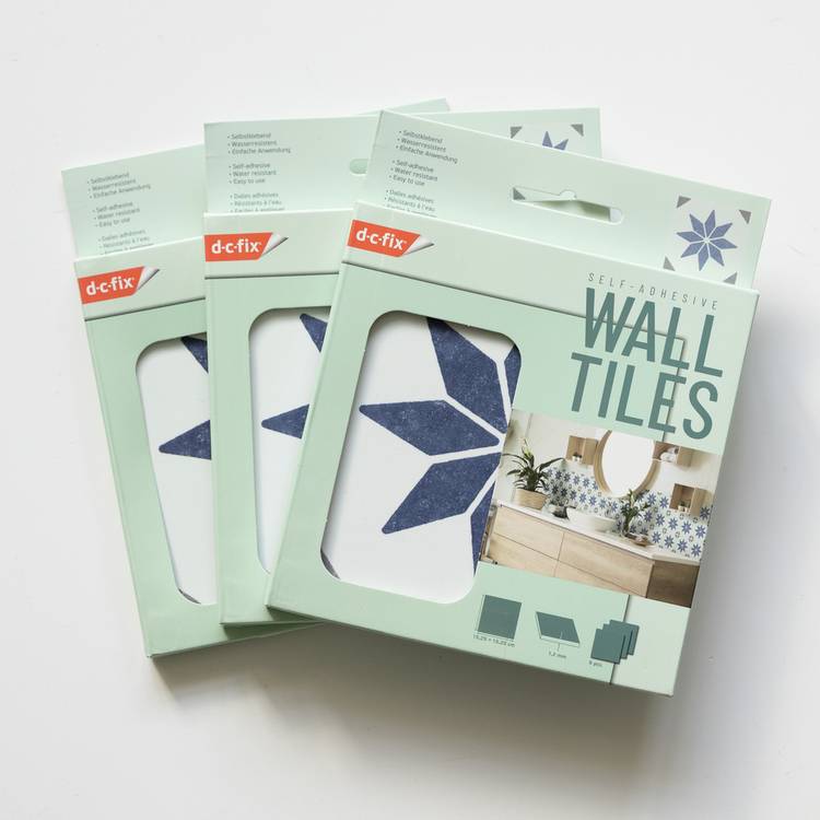 DC Fix Alia Blue self-adhesive wall tiles 150x150mm (British brand)