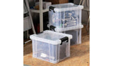 Strata Stackmaster 3 x 35L plastic storage boxes black (British brand)