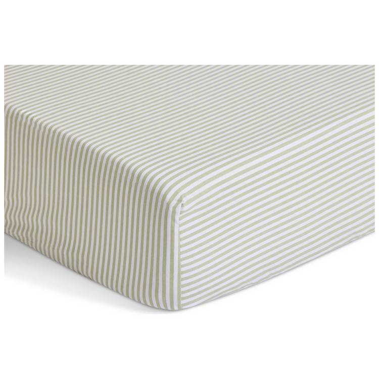 Habitat fitted sheet green stripe toddler L140x70cm, imported from the UK