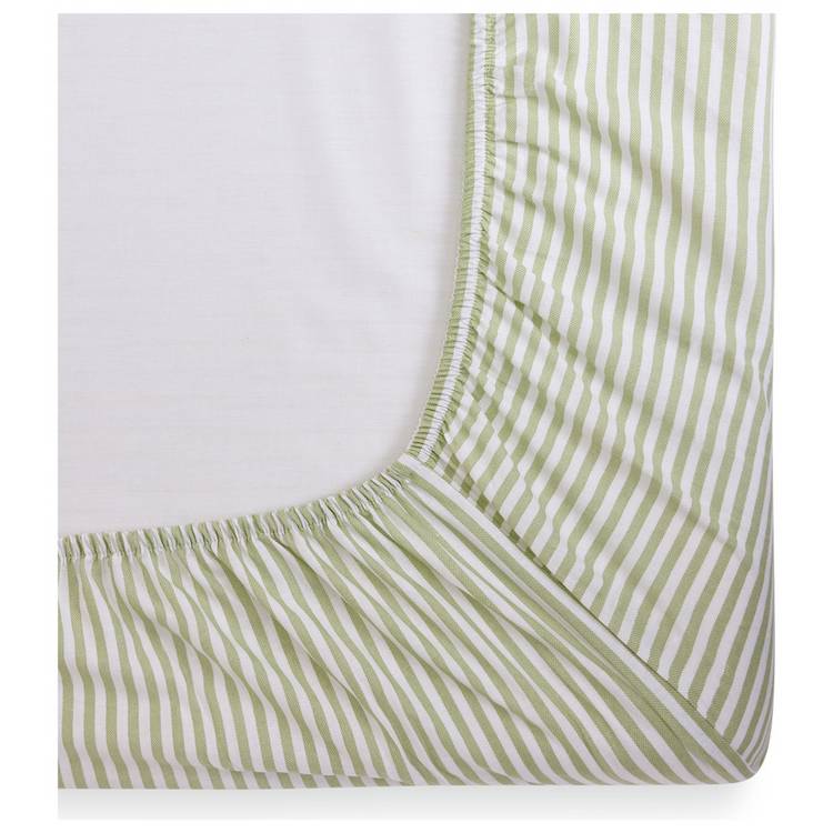 Habitat fitted sheet green stripe toddler L140x70cm, imported from the UK
