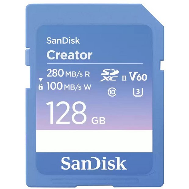 SanDisk Creator 128GB SD UHS-II memory card - British product