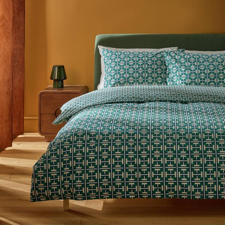 Habitat Geo Box Print Teal bedding set single (British brand)