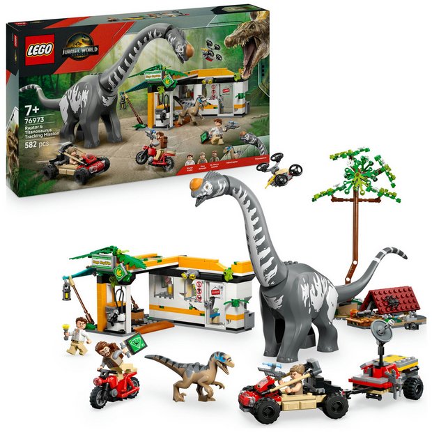 LEGO building toy Jurassic World Raptor and Titanosaurus Mission 582 pieces - British product