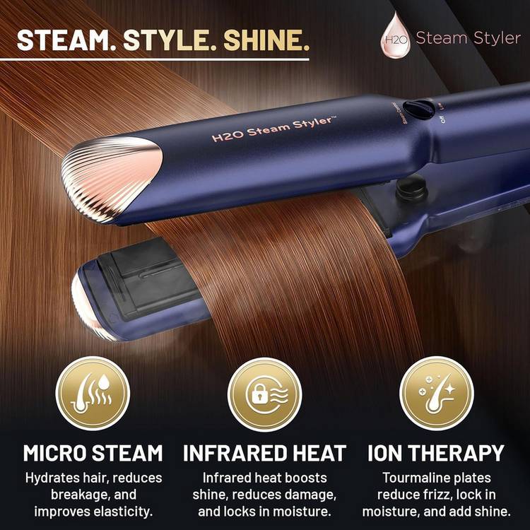 H2O Steam Styler Slim 2-in-1 hair straightener and curler, UK version
