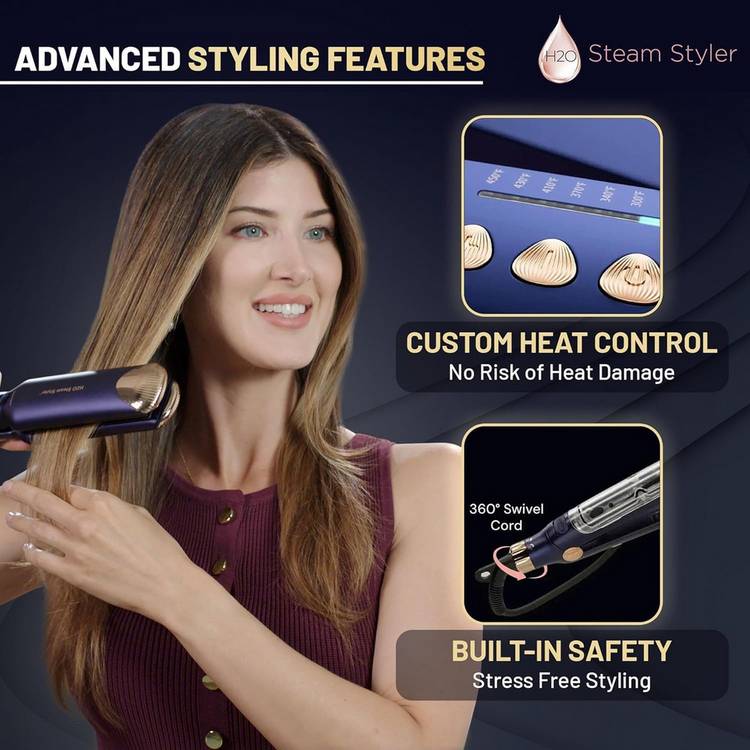 H2O Steam Styler Slim 2-in-1 hair straightener and curler, UK version
