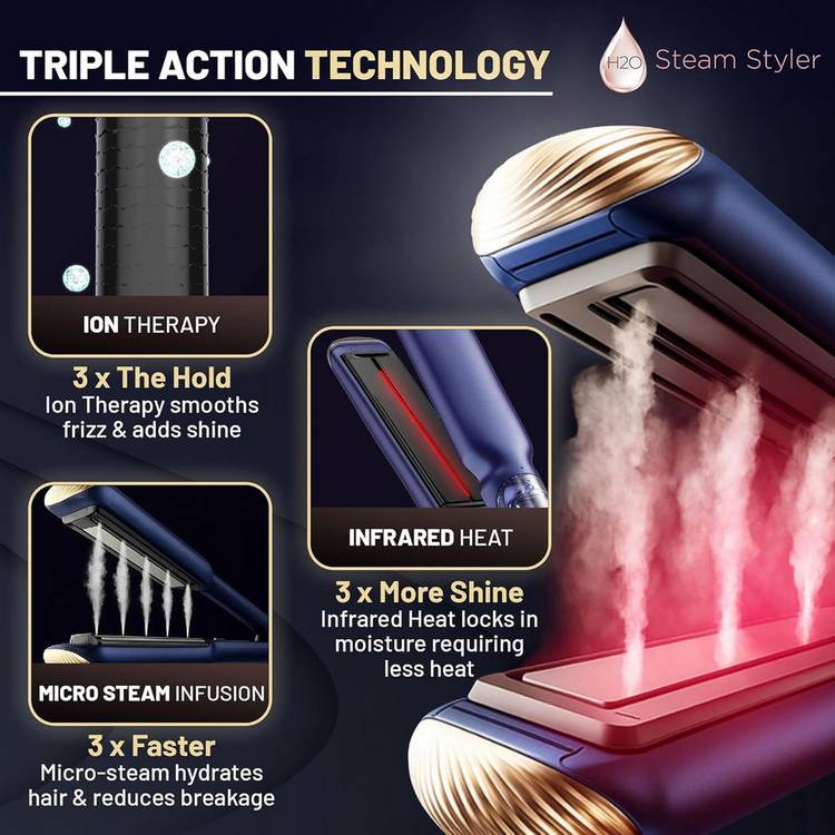 H2O Steam Styler Slim 2-in-1 hair straightener and curler, UK version