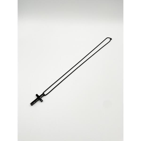 SVNX cross pendant necklace in black, one size (British brand)