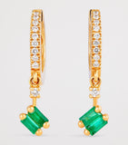Suzanne Kalan yellow gold diamond emerald drop earrings, UK version