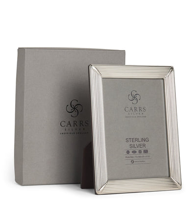 Harrods Carrs Silver Sterling Silver Fluted Photo Frame with Wood Back 5 x 3.5- Buy online at McGrocer