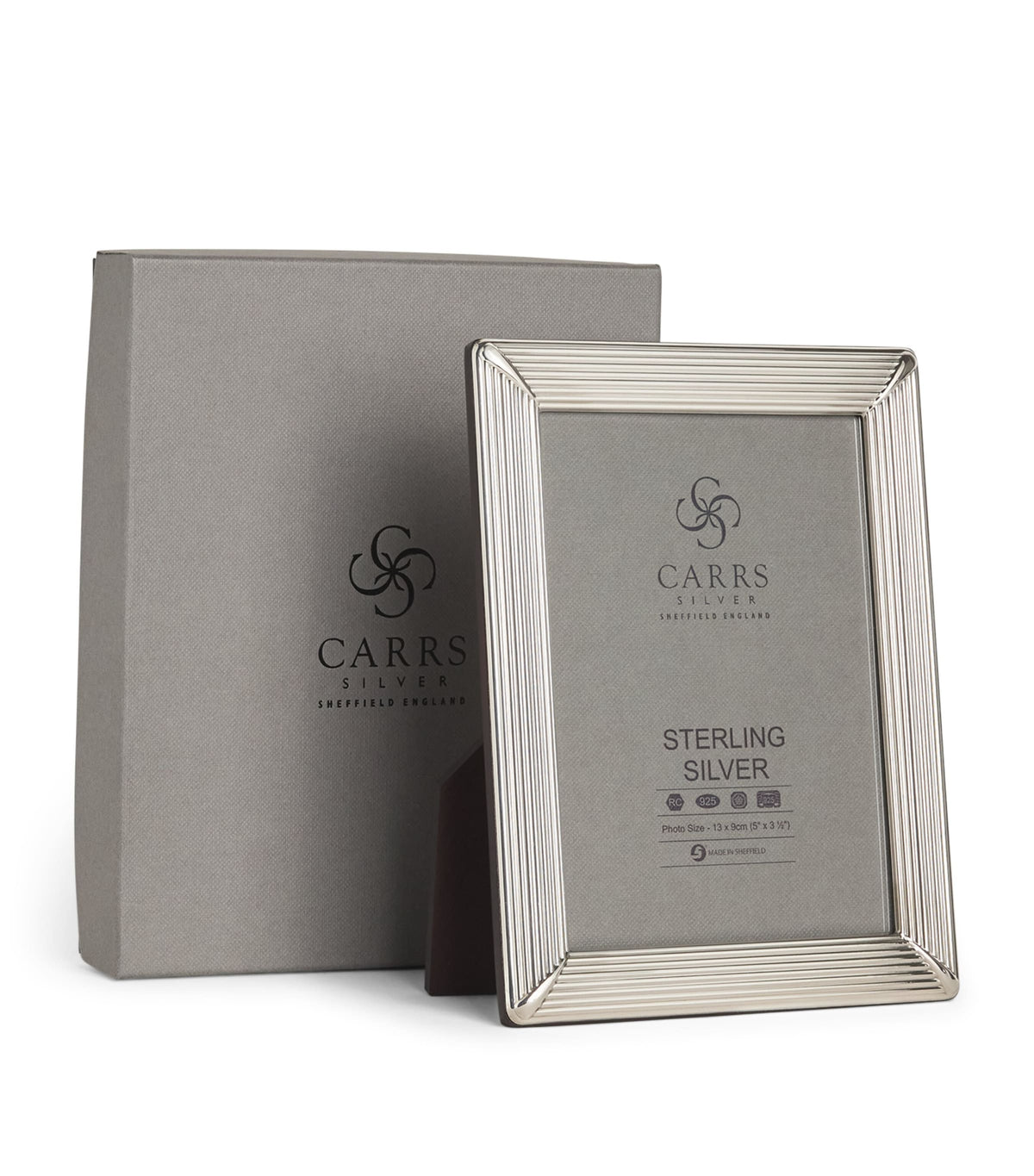 Carrs Silver sterling silver fluted photo frame 5x3.5 inch - British product