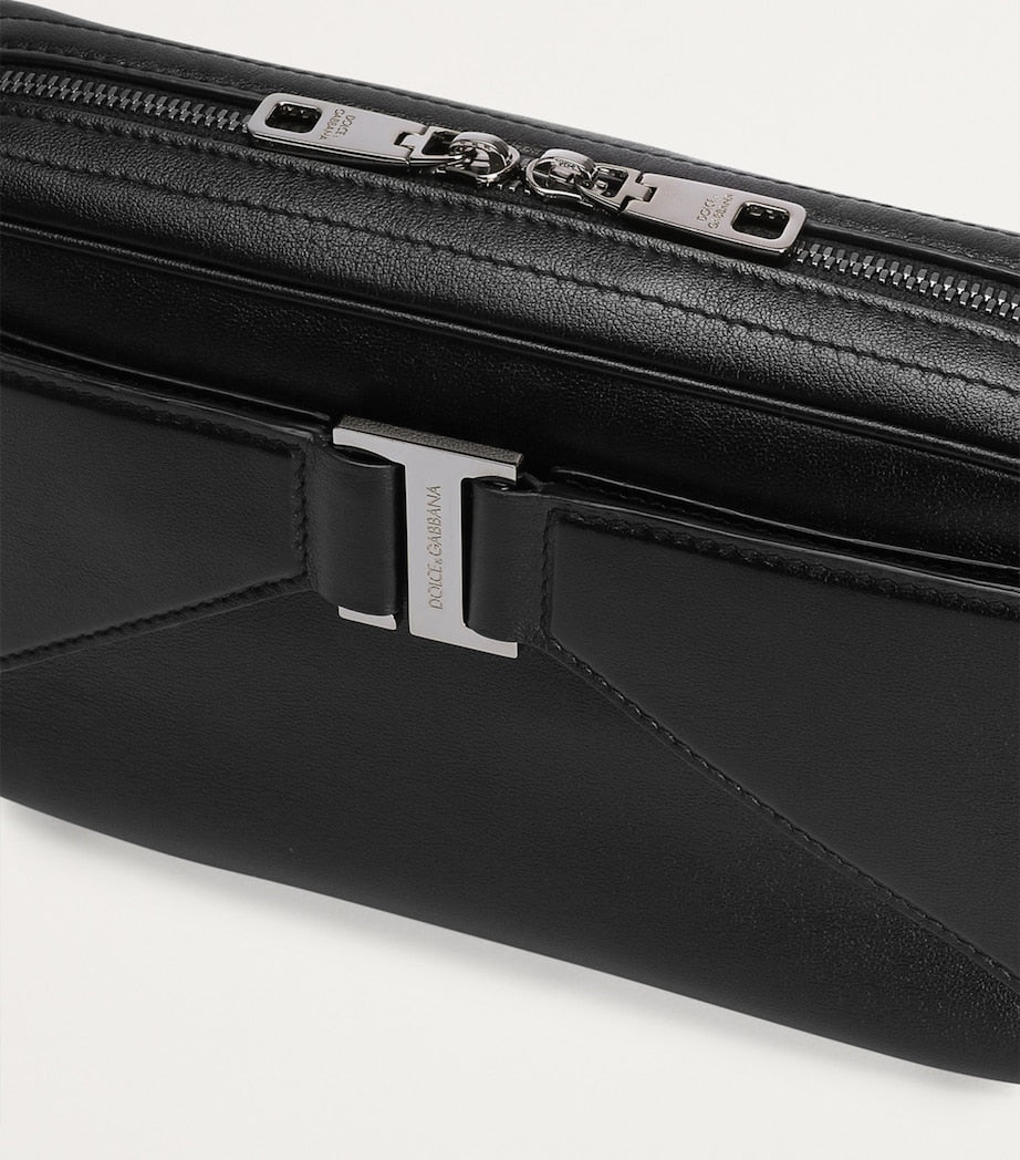 Dolce&Gabbana calfskin Roma belt bag with logo plaque and adjustable strap - British product